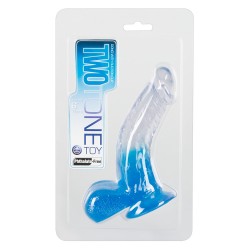 Dildo com Escroto 15cm Twotone Transparente/Azul