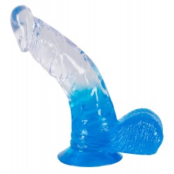 Dildo com Escroto 15cm Twotone Transparente/Azul