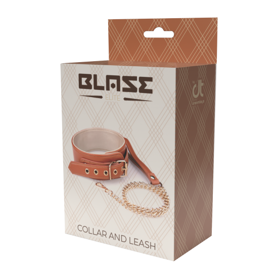 BLAZE ELITE COLLAR AND CHAIN COGNAC VEGAN LEATHER