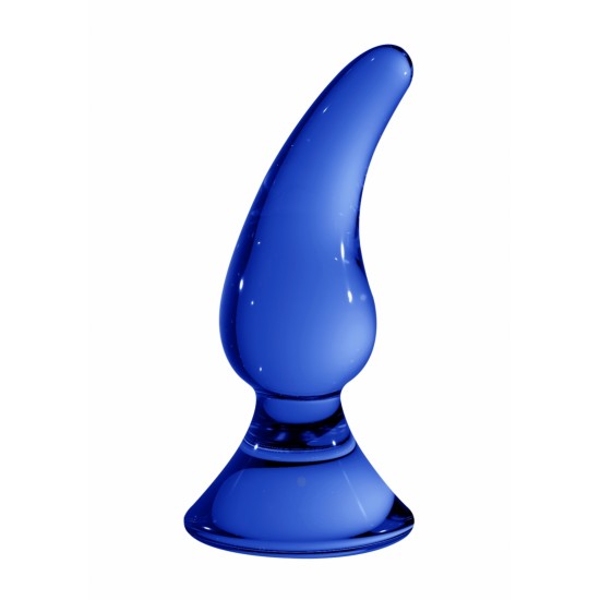 Plug Anal Vidro Genius Chrystalino 18cm Azul