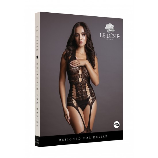 Catsuit Lace Suspender Le Desir Preto