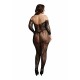 Lace Sleeved Bodystocking - Black - OSX