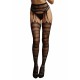 Suspender Striped Pantyhose - Black - O/S