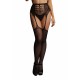 High-waist garterbelt stockings - Black - O/S