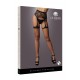 Striped, fishnet garterbelt - Black - O/S