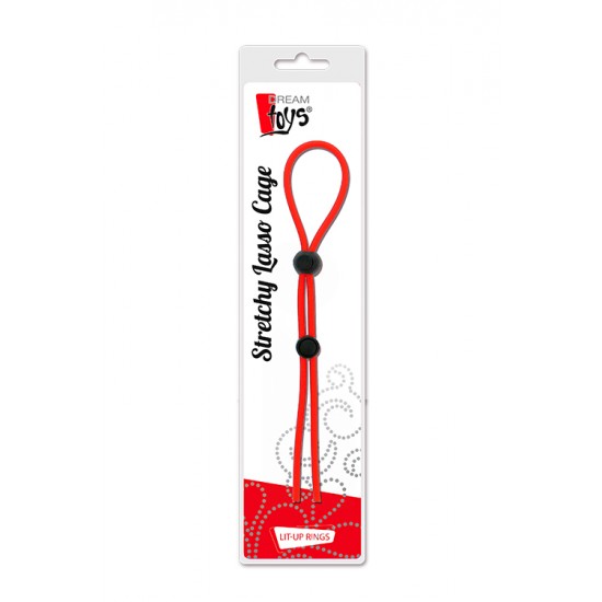 Anel Pénis Duplo Stretchy Lasso Cage Regulável Dream Toys Vermelho