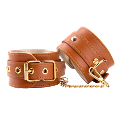 BLAZE ELITE HAND CUFFS COGNAC VEGAN LEATHER