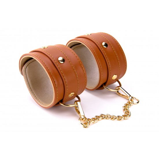 BLAZE ELITE HAND CUFFS COGNAC VEGAN LEATHER