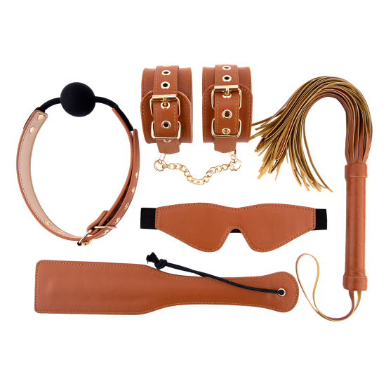 BLAZE ELITE BDSM SET COGNAC VEGAN LEATHER