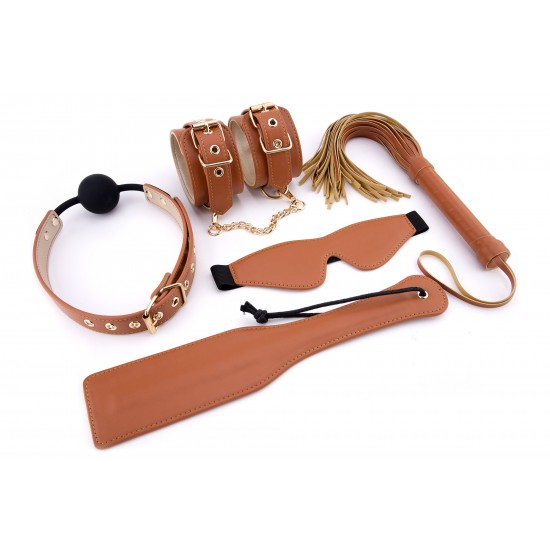 BLAZE ELITE BDSM SET COGNAC VEGAN LEATHER