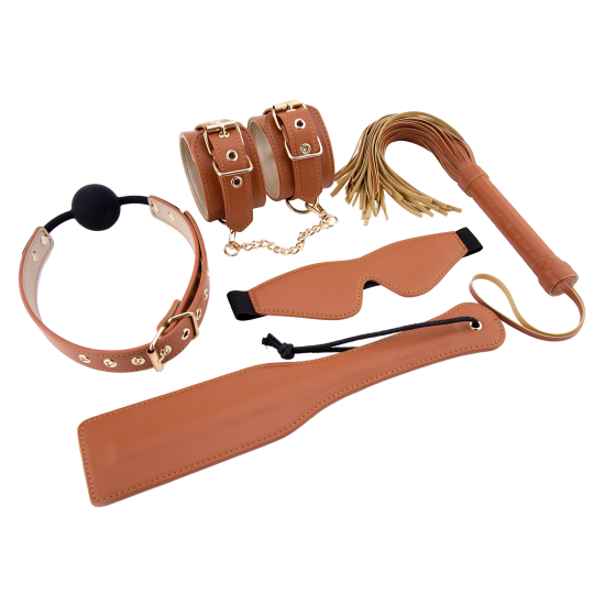 BLAZE ELITE BDSM SET COGNAC VEGAN LEATHER