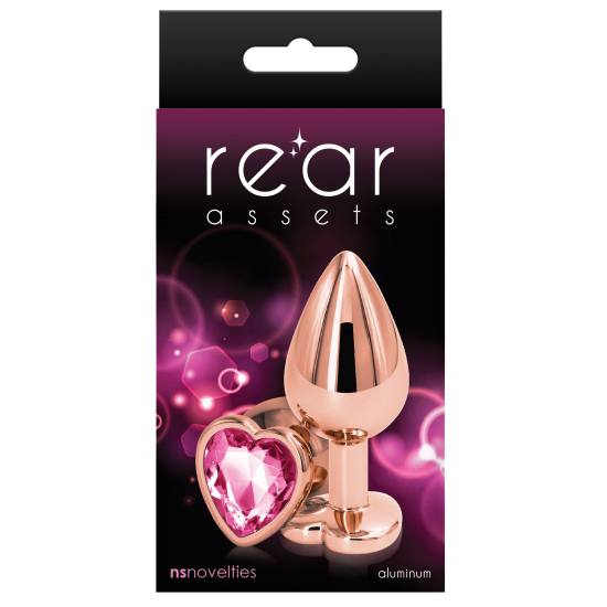 Plug Anal Dourado REAR ASSETS coração rosa M 