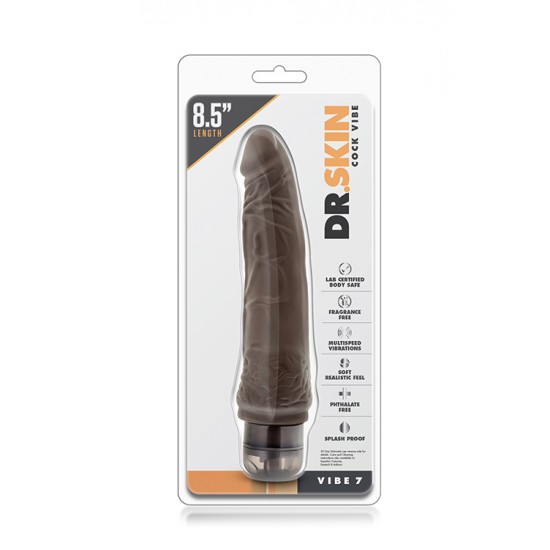 Vibrador Realista 7 Chocolate Mr. Skin 17.8cm Castanho