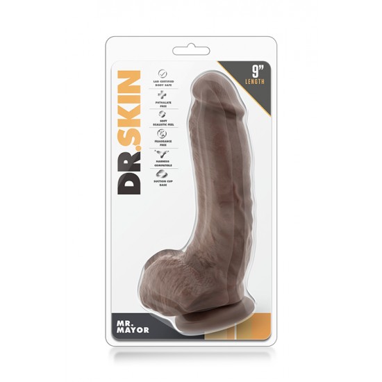 Dildo Realista Mr. Skin Mr Mayor 16.5cm Castanho