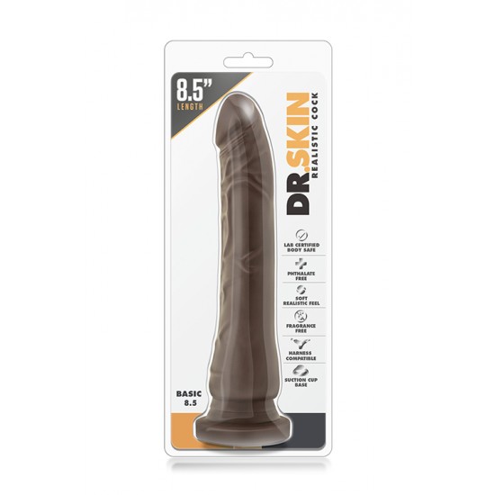 Dildo Realista c/ Base Sucção Dr. Skin Chocolate 20.3cm Castanho