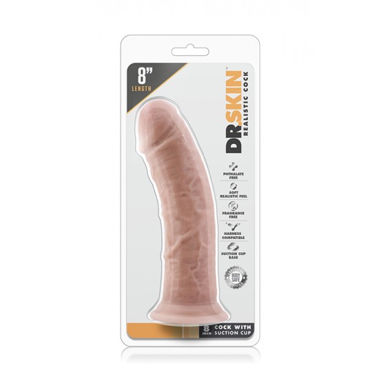 Dildo Realista c/ Base Sucção Dr. Skin 18cm Pele