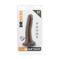 Mini Dildo Realista c/ Base Sucção Dr. Skin Chocolate 13.5cm Castanho