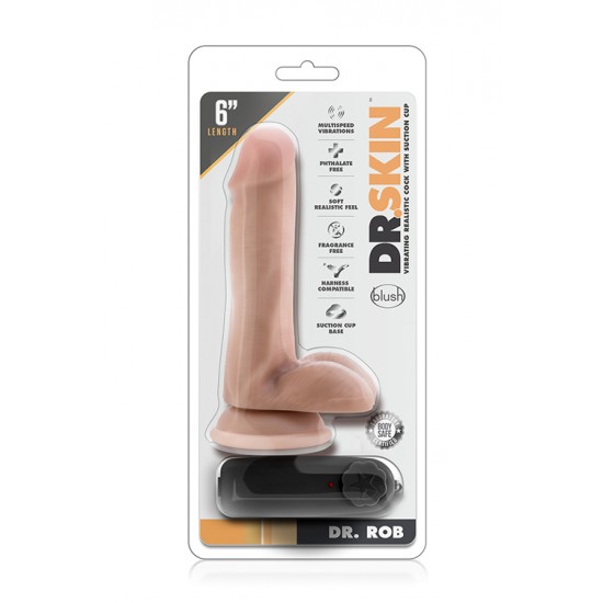 Vibrador Realista c/ Comando Dr. Skin Dr Rob 12cm Pele