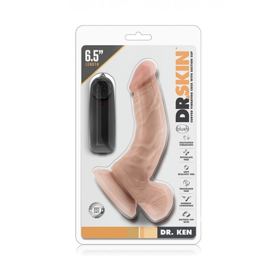 Vibrador Realista c/ Comando Dr. Skin Dr Ken 13cm Pele