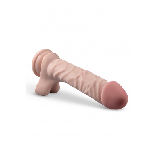 DR. SKIN PLUS 9 POLEGADAS POSABLE DILDO COM BOLAS BAUNILHA