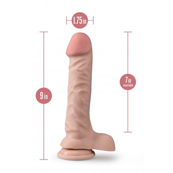 DR. SKIN PLUS 9 POLEGADAS POSABLE DILDO COM BOLAS BAUNILHA