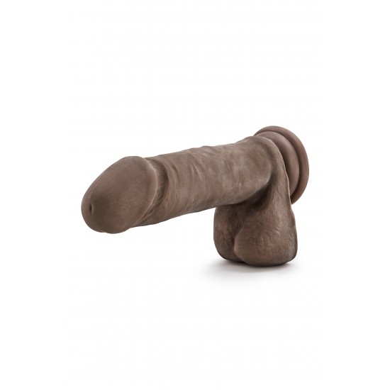 DILDO DR. SKIN PLUS 9 INCH COM TESTICULOS CASTANHO