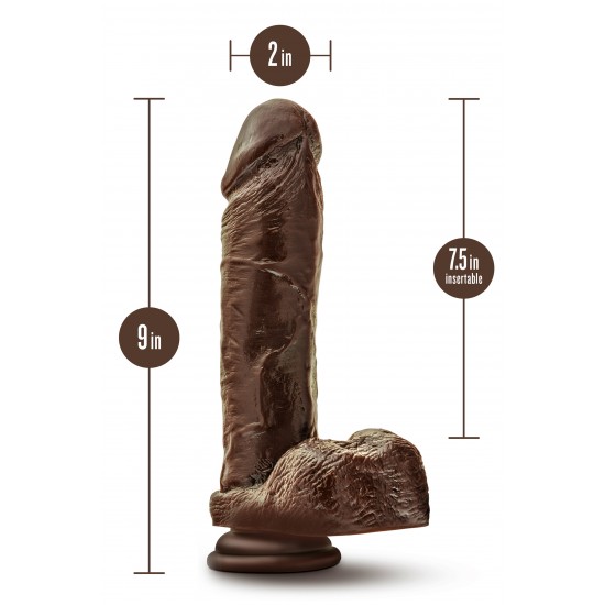 DILDO DR. SKIN PLUS 9 INCH COM TESTICULOS CASTANHO