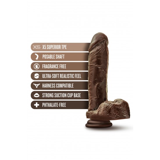 DILDO DR. SKIN PLUS 9 INCH COM TESTICULOS CASTANHO