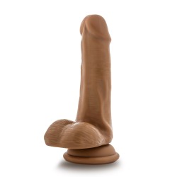 DR. SKIN PLUS 6 INCH POSABLE DILDO WITH BALLS MOCHA