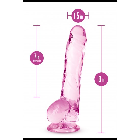 NATURALLY YOURS  8 CRYSTALLINE DILDO  ROSE