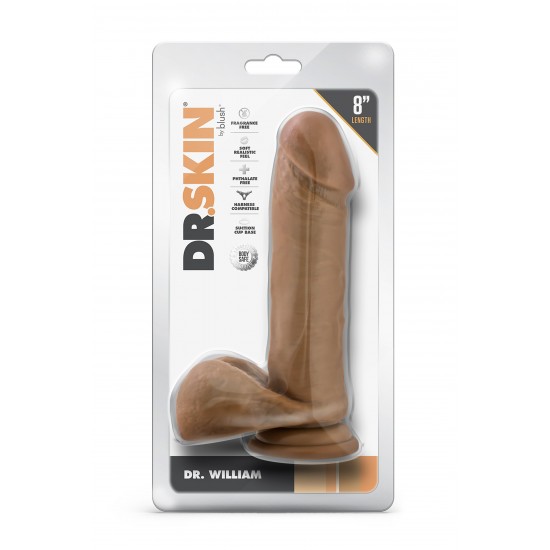 DR. SKIN DR. WILLIAM 8 INCH DILDO WITH BALLS TAN