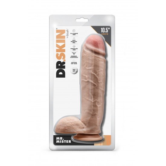 DR. SKIN MR. MISTER 10.5 INCH DILDO WITH BALLS BEIGE