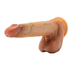 Davinci 8 Inch Sliding Foreskin Dildo with Squeezable Balls Tan