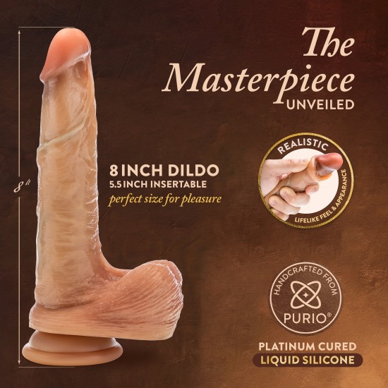 Davinci 8 Inch Sliding Foreskin Dildo with Squeezable Balls Tan