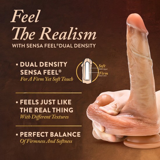 Davinci 8 Inch Sliding Foreskin Dildo with Squeezable Balls Tan