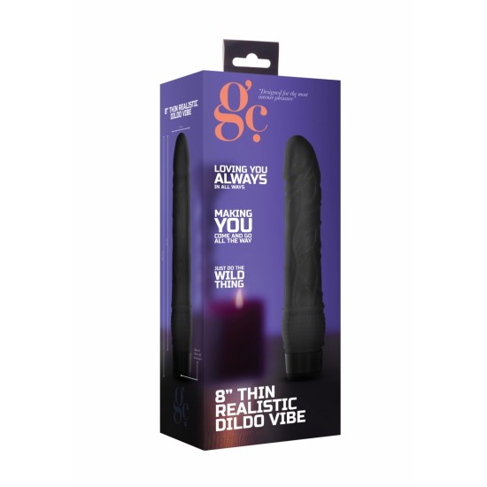 Vibrador Realista Multivelocidades Thin GC 20cm Preto