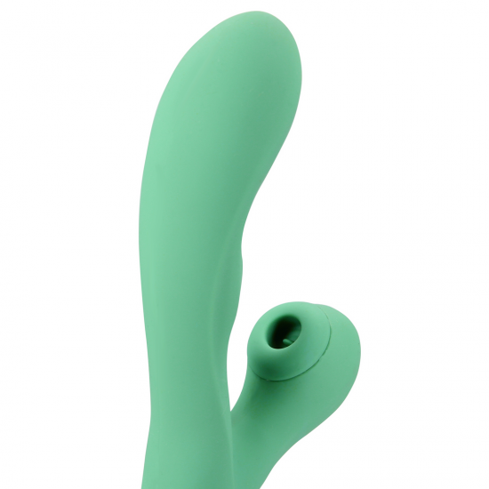 Vibrador Rabbit Sugador e Lingua - Loveline - Verde