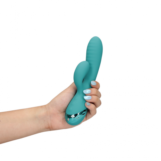 Vibrador Rabbit insuflável - Peacock Blue