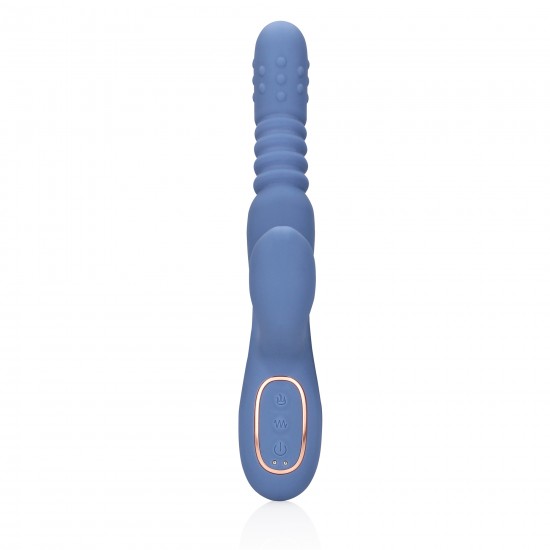 Rotating Beads and Thrusting Rabbit Vibrator - Blue 