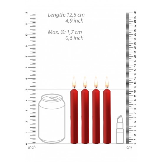 Teasing Wax Candles - Parafin - 4-pack - Red