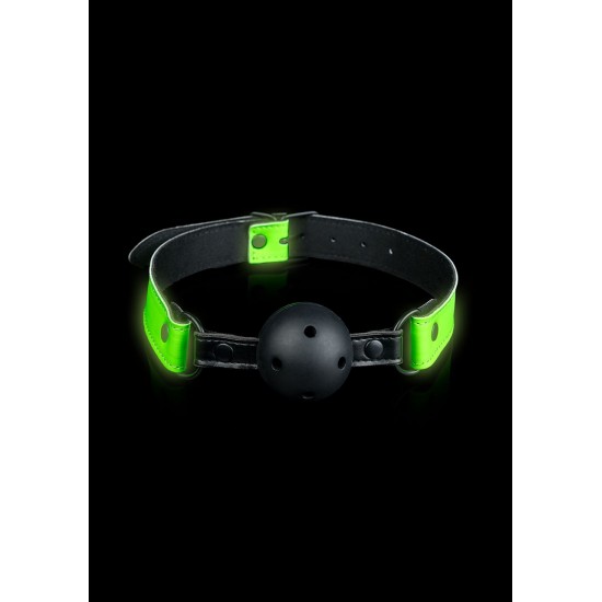 Breathable Ball Gag - Glow in the Dark - Neon Green/Black