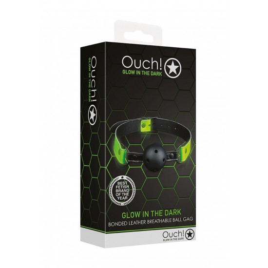 Breathable Ball Gag - Glow in the Dark - Neon Green/Black