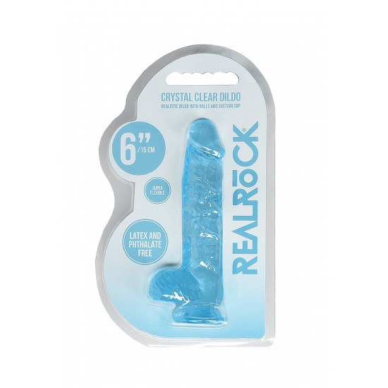 DILDO REALISTA 15CM COMTESTICULOS AZUL