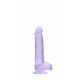 Dildo realistico com testiculos 15cm Lilas - RealRock