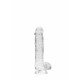 Dildo realistico com testiculos 15cm Transparente - RealRock