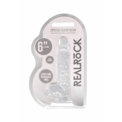 Dildo realistico com testiculos 15cm Transparente - RealRock