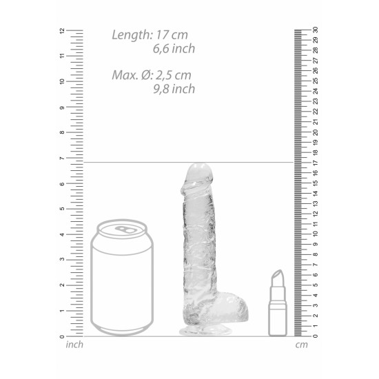 Dildo realistico com testiculos 15cm Transparente - RealRock