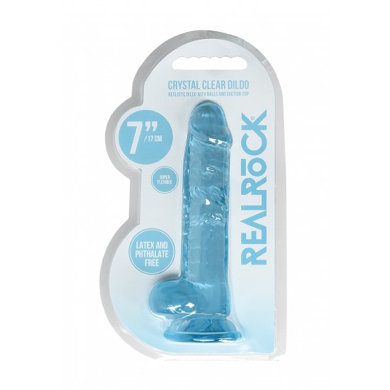 DILDO REALISTA COM TESTICULOS AZUL 17CM