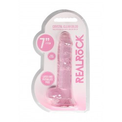 Dildo realistico com testiculos 18cm Rosa - RealRock