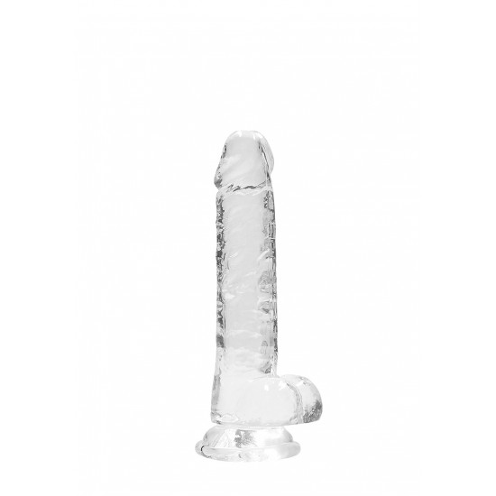 DILDO REALISTICO COM TESTICULOS 18CM TRASPARENTE - REALROCK